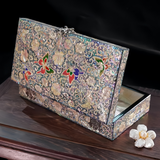 【FeliArtGifts】 handmade craft , Jewelry Box with Mirror , Wood Storage Case for Women Girls Ring Necklace Earring Bracelet Holder Organizer